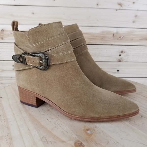 Marc Fisher Shoes - Marc Fisher Yandi 6 M Tan Suede/Leather Ankle Buckle Boots Western Booties NEW
